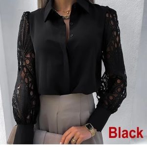 Last Call ‼️ Ladies Lace Long Sleeve Blouse,Office Work Shirt.